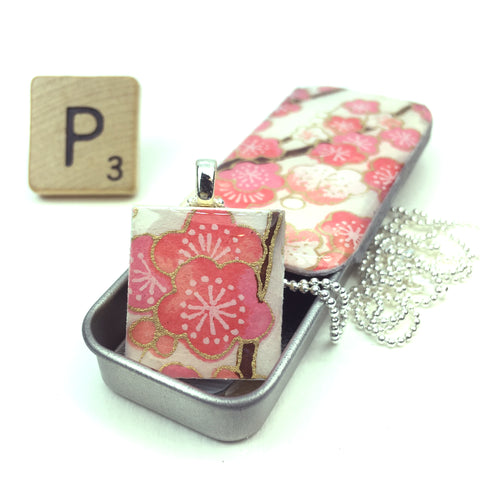 A Scrabble Tile Pendant and Teeny Tiny Tin Sakura Pink