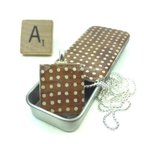 A Scrabble Tile Pendant and Teeny Tiny Tin Sea Glass -  Amber
