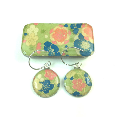 Sixpence Earrings and Teeny Tiny Tin Posy Green