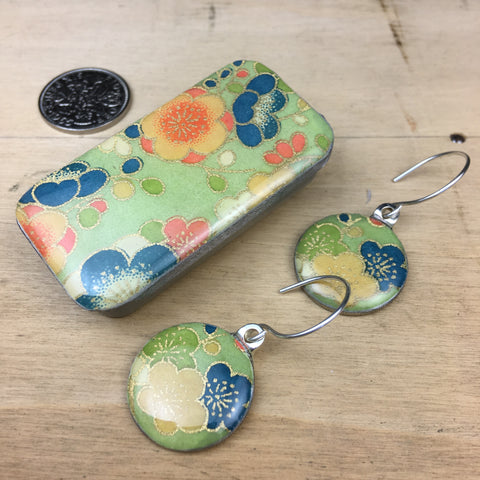 Sixpence Earrings and Teeny Tiny Tin Posy Green