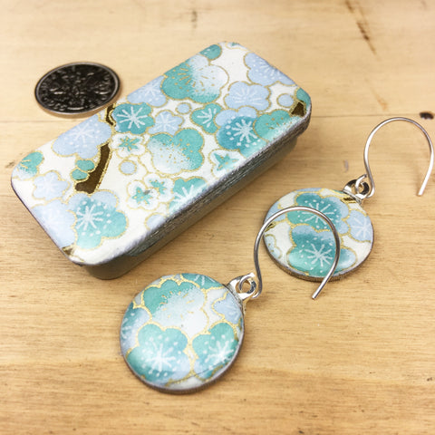 Sixpence Earrings and Teeny Tiny Tin Sakura Blue