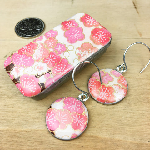 Sixpence Earrings and Teeny Tiny Tin Sakura Pink