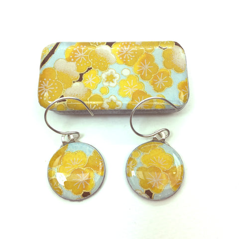 Sixpence Earrings and Teeny Tiny Tin Sakura Yellow