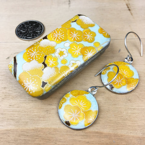 Sixpence Earrings and Teeny Tiny Tin Sakura Yellow