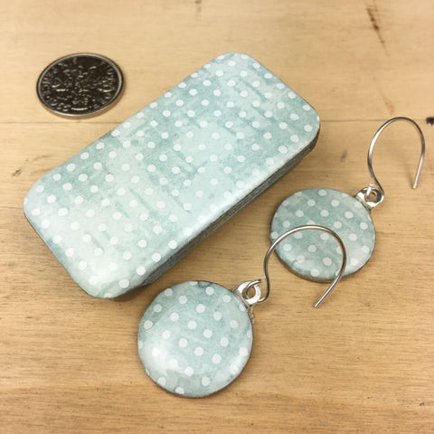 Sixpence Earrings and Teeny Tiny Tin Sea Glass Blue