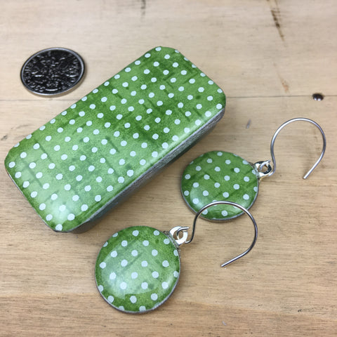 Sixpence Earrings and Teeny Tiny Tin Sea Glass Green