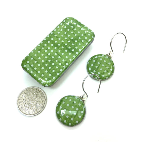 Sixpence Earrings and Teeny Tiny Tin Sea Glass Green