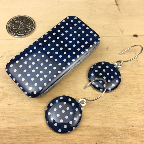 Sixpence Earrings and Teeny Tiny Tin Sea Glass Indigo
