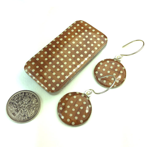 Sixpence Earrings and Teeny Tiny Tin Sea Glass Amber