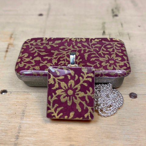 A Scrabble Tile Pendant and Teeny Tiny Tin Ditsy Rose