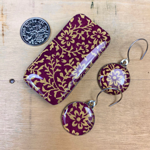 Sixpence Earrings and Teeny Tiny Tin - Ditsy Rose