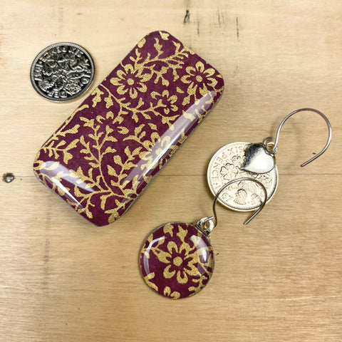 Sixpence Earrings and Teeny Tiny Tin - Ditsy Rose