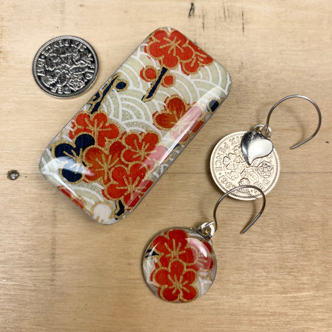 Sixpence Earrings and Teeny Tiny Tin - Sweet Blossom