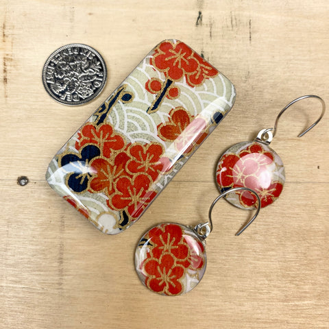 Sixpence Earrings and Teeny Tiny Tin - Sweet Blossom