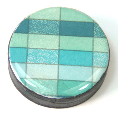 Draughts Piece Brooch - Geo Ocean