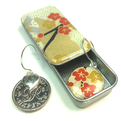 Sixpence Earrings and Teeny Tiny Tin Kim Silk
