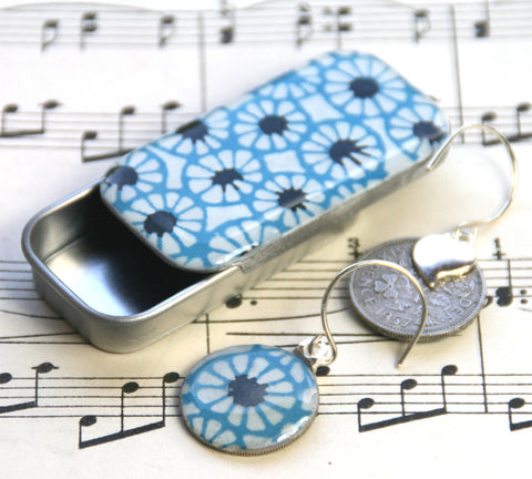Sixpence Earrings and Teeny Tiny Tin Batik