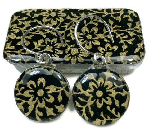 Sixpence Earrings and Teeny Tiny Tin - Ditsy Kuro