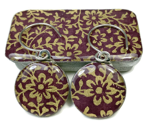 Sixpence Earrings and Teeny Tiny Tin - Ditsy Rose