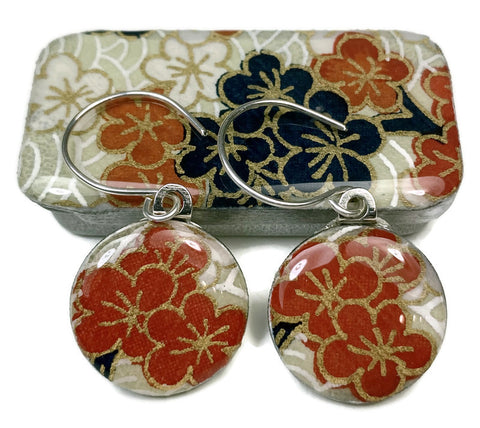 Sixpence Earrings and Teeny Tiny Tin - Sweet Blossom