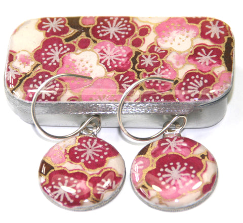 Sixpence Earrings and Teeny Tiny Tin Sakura Fushia
