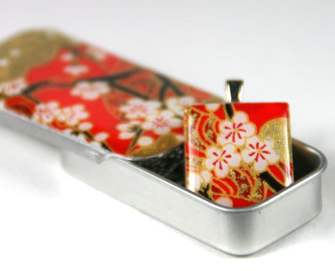A Scrabble Tile Pendant and Teeny Tiny Tin Chiyo Red