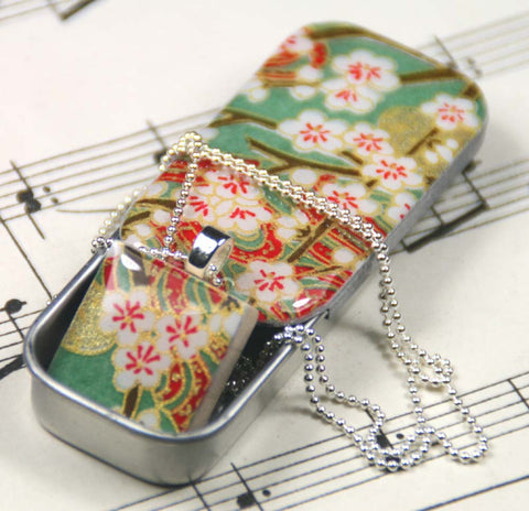 A Scrabble Tile Pendant and Teeny Tiny Tin Chiyo Green