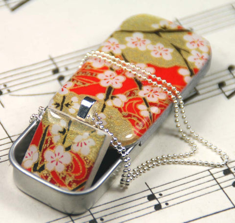 A Scrabble Tile Pendant and Teeny Tiny Tin Chiyo Red