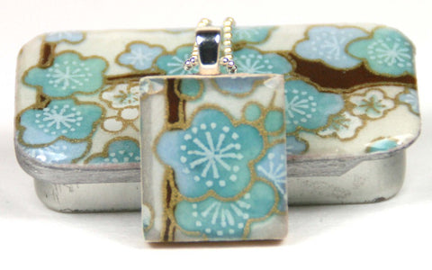 A Scrabble Tile Pendant and Teeny Tiny Tin Sakura Blue