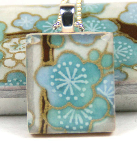 A Scrabble Tile Pendant and Teeny Tiny Tin Sakura Blue