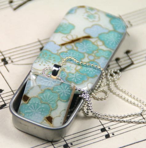 A Scrabble Tile Pendant and Teeny Tiny Tin Sakura Blue