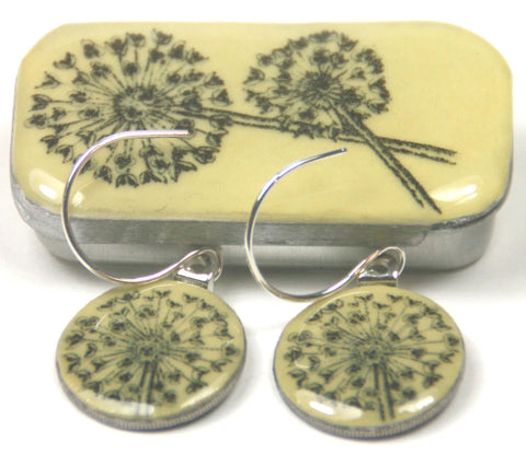 Cottage Garden Sixpence Earrings and Teeny Tiny Tin - Allium