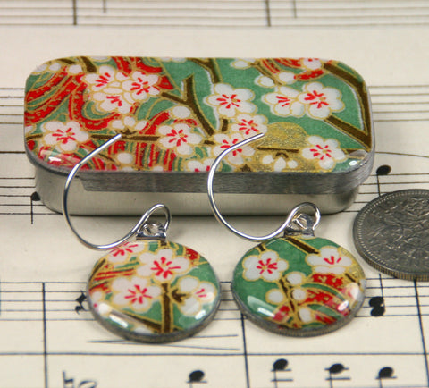 Sixpence Earrings and Teeny Tiny Tin Chiyo Green