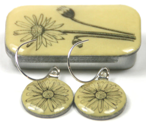 Cottage Garden Sixpence Earrings and Teeny Tiny Tin - Daisy