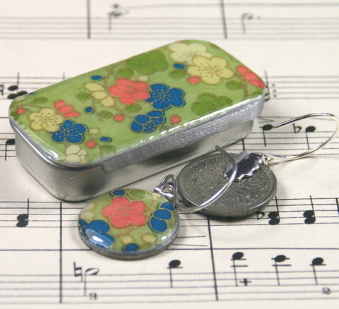 Sixpence Earrings and Teeny Tiny Tin Posy Green