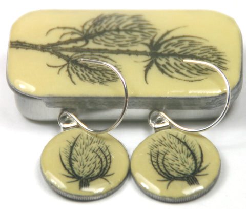 Cottage Garden Sixpence Earrings and Teeny Tiny Tin - Teasel