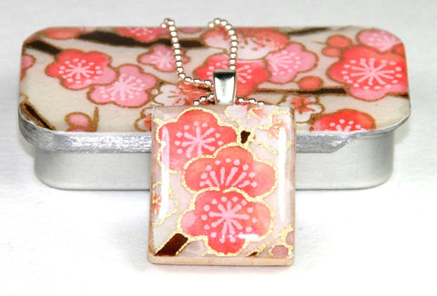 A Scrabble Tile Pendant and Teeny Tiny Tin Sakura Pink