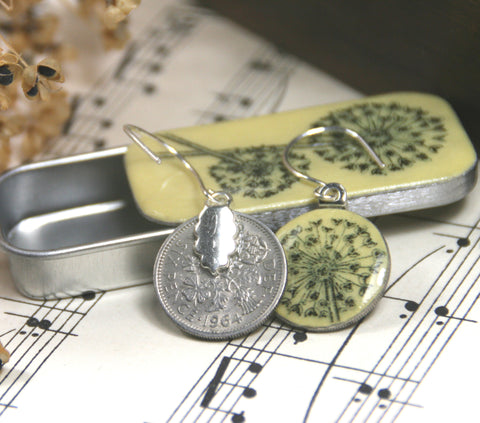 Cottage Garden Sixpence Earrings and Teeny Tiny Tin - Allium