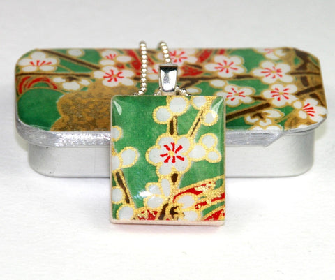 A Scrabble Tile Pendant and Teeny Tiny Tin Chiyo Green