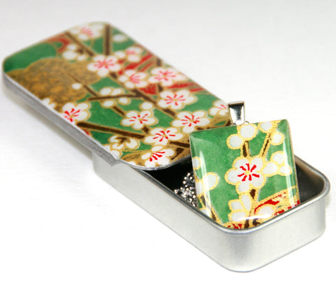 A Scrabble Tile Pendant and Teeny Tiny Tin Chiyo Green