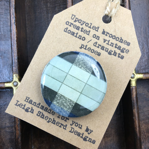 Draughts Piece Brooch - Geo Slate