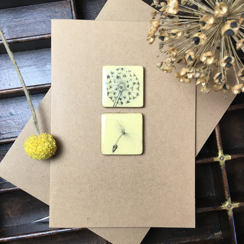 Art Card - Two Tiles, Allium, Dandelion Seed